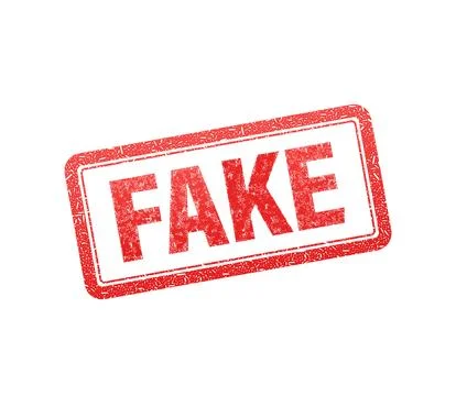 Red icon on white background. Red stamp with fake sign. Stock Illustration