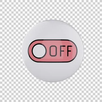 Red Off Icon on White Glossy Rounded Button – Transparent Background 스톡 일러스트
