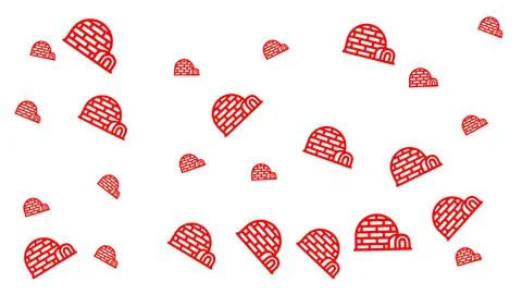 Red Igloo Icon Pattern Scattered on White Background for Winter and Arctic .. イラスト素材