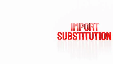 The red import substitution on white background for business concept 3d ren.. Stock Illustration