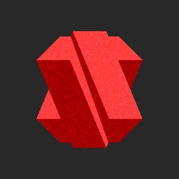 Red impossible object 3d overlapping geometric triangular shapes with sharp.. Stock Illustration