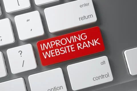 Red Improving Website Rank Key on Keyboard. 3D 스톡 일러스트