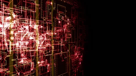 Red impulse on the motherboard Stock Footage 40221809