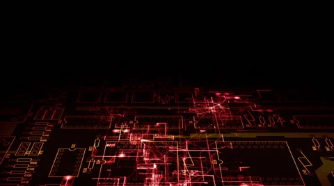 Red impulse on the motherboard Stock Footage 40224081