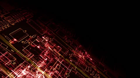 Red impulse on the motherboard Stock Footage 40224278