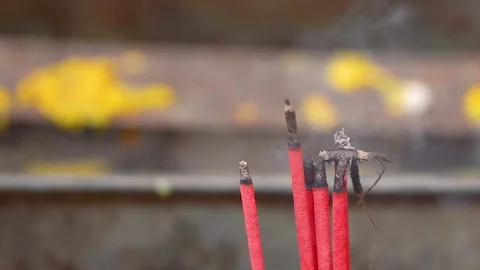 Red incense and smoke Stock Footage 248948513