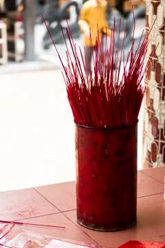 Red Incense sticks Stock Photos