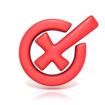 Red incorrect check mark in circle. 3D Stock Illustration