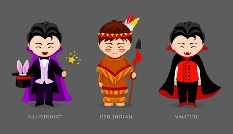Red indian, vampire, illusionist. Stock Illustration