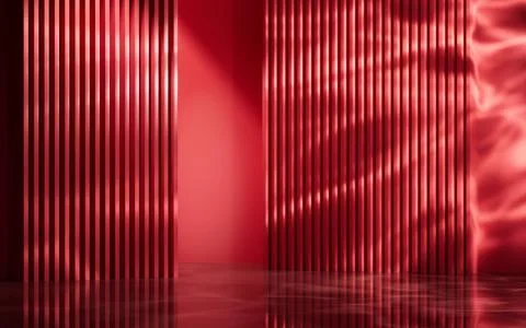 Red indoors scene with light effect, 3d rendering. Ilustración de archivo