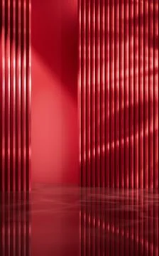 Red indoors scene with light effect, 3d rendering. Ilustración de archivo