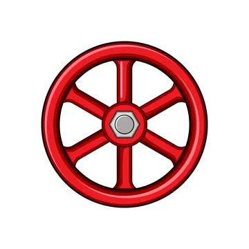 Red industrial valve handle turning control adjusting Illustration