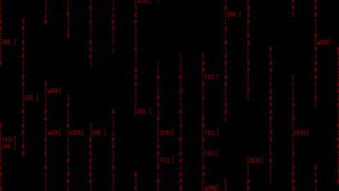 Red infected stream displays binary code Stock Footage 337198547