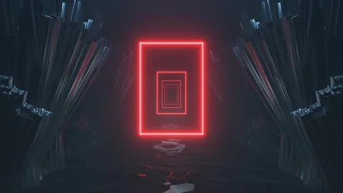 Red Infinite Sci-Fi Neon Corridor Background VJ Loop l 4K Stock Footage 296010556