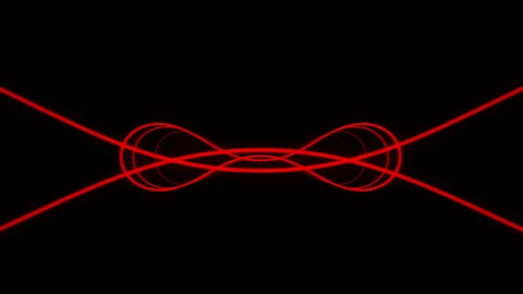 Red infinity motion laser lines effect on black motion background VJ Loop Stock Footage 100230828