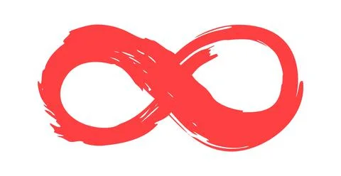 Red infinity symbol hand painted with ink brush Stock Illustration