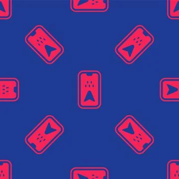 Red Infographic of city map navigation icon isolated seamless pattern on blue 스톡 일러스트