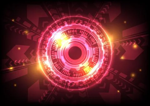 Red infographic of computer data. Abstract hologram hi-tech background. Virtu イラスト素材