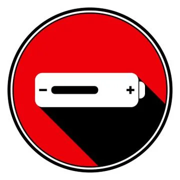 Red information icon - white battery medium Stock Illustration