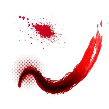 Red ink abstract wave splash in grunge design. Watercolor brush smears jpeg i Illustrazione stock
