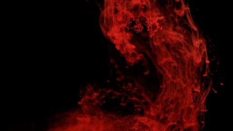 Red ink ascending like in a big explosion, on black background Stock Footage 85074831