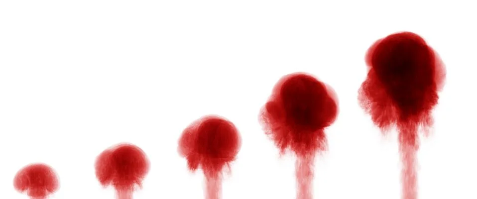 Red ink blots on a white background. Stockillustratie