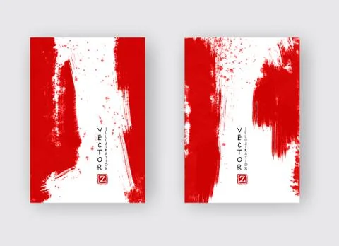 Red ink brush stroke on white background. Stock Illustration