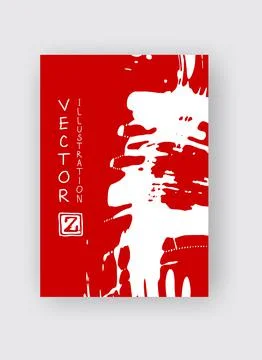 Red ink brush stroke on white background. Japanese style. Stock Illustration