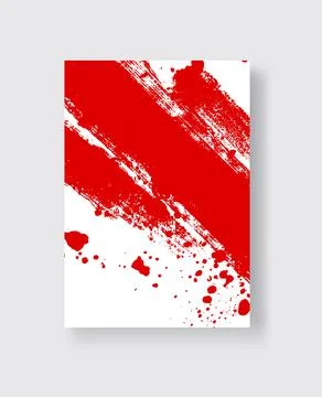 Red ink brush stroke on white background. Japanese style. Stock Illustration