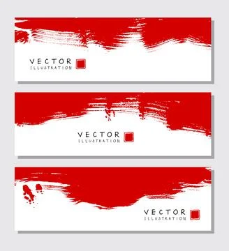 Red ink brush stroke on white background. Stock Illustration