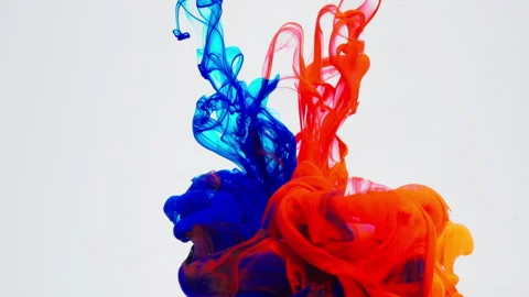 Red Ink Cloud Explosion in Water on White Background, Creative Abstract Visual Stock Footage 328576434