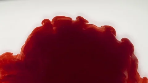 Red ink cloud on white background Stock Footage 72477200