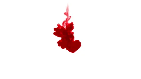 Red ink dissolves in water on white background with luma matte. 3d render of Stock Footage 88860313