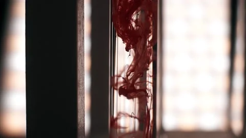 Red ink drop in water, drop color mixture falls on water. Slow motion Stock Footage 188750209