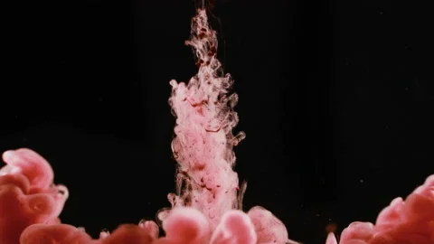 Red ink falling into water and explode on a black background Stock Footage 208818282