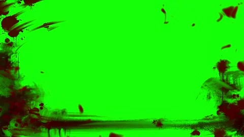 Red ink splatters on green screen background for chroma key video editing with Stock Footage 340880672
