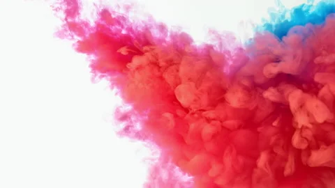 Red ink water explosion from above in slow motion. Acrylic ink in water on a  Stock Footage 192408562