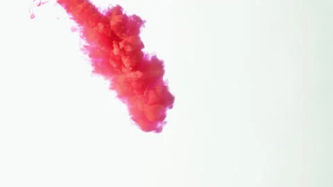 Red ink water explosion from above in slow motion. Acrylic ink in water on a  Stock Footage 192470896