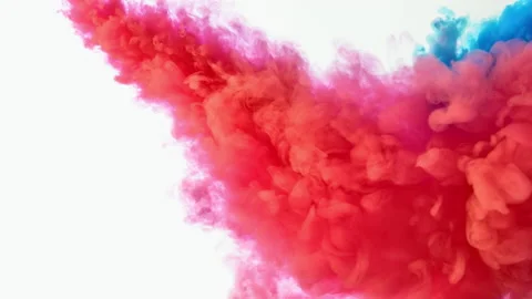 Red ink water explosion from above in slow motion. Acrylic ink in water on a  Stock Footage 192470913