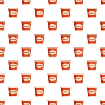 Red instant noodle cups repeating pattern background Stock Illustration