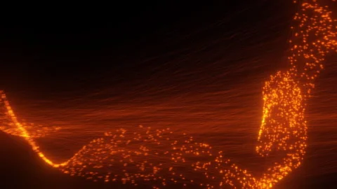 Red Inter Connected Strands of Particles Weaving Together Creating Hologram Vídeos de archivo 317686999