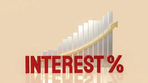 The red interest text and chart for business concept 3d rendering Stock Illustration