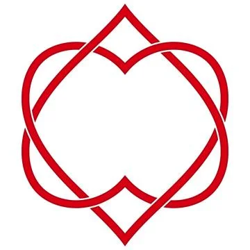 Red interlaced heart diamond emblem continuous loop ornamental symbol Stock Illustration