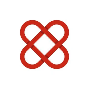 Red intertwined knot symbol representing connection and unity Stock Illustration