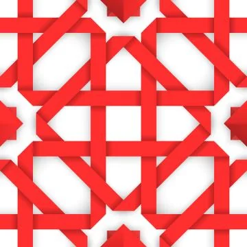 Red interwoven ribbons. Seamless pattern Stock Illustration