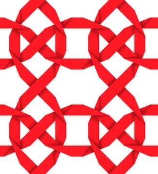 Red interwoven ribbons. Seamless pattern Stock Illustration