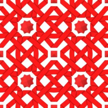 Red interwoven ribbons. Seamless pattern Stock Illustration