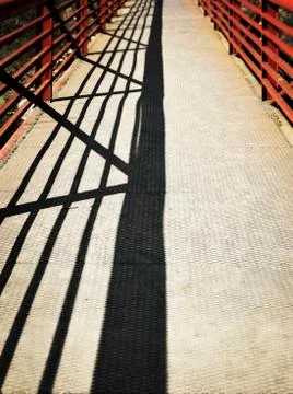 Red iron bridge with shadow Stock Photos