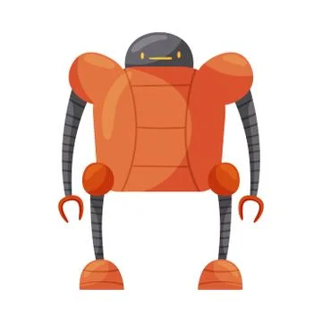 Red Iron Humanoid or Robot with Head and Limbs as Artificial Intelligence Vector Stock Illustration