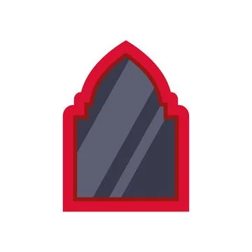 Red islamic arch window flat style vector Stock Illustration